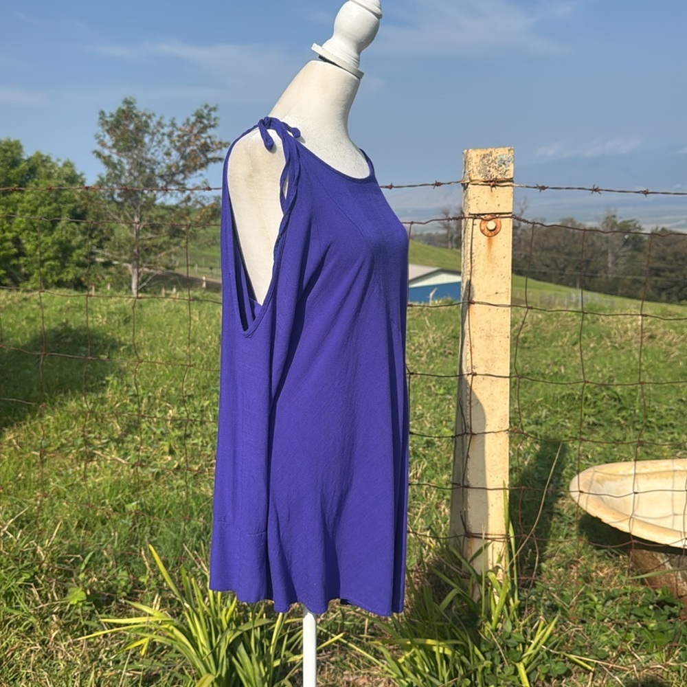 Free People Clear Skies Tunic Dress Violet Cold Shoulder asymmetrical hem Small - Picture 7 of 8
